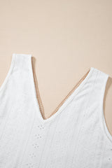 Multicolor Lace Crochet Splicing V Neck Loose Fit Tank Top