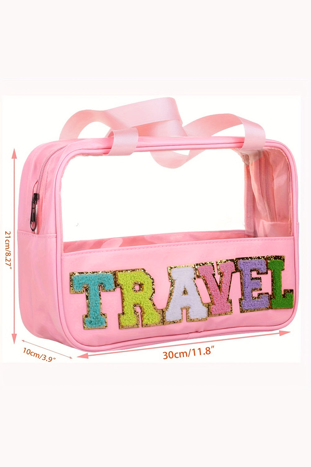 Parchment TRAVEL Chenille Letter Clear PVC Makeup Bag