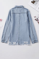 Fade Blue Ripped Denim Jacket