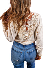 Lace-up Crochet Open Back Ribbed Top