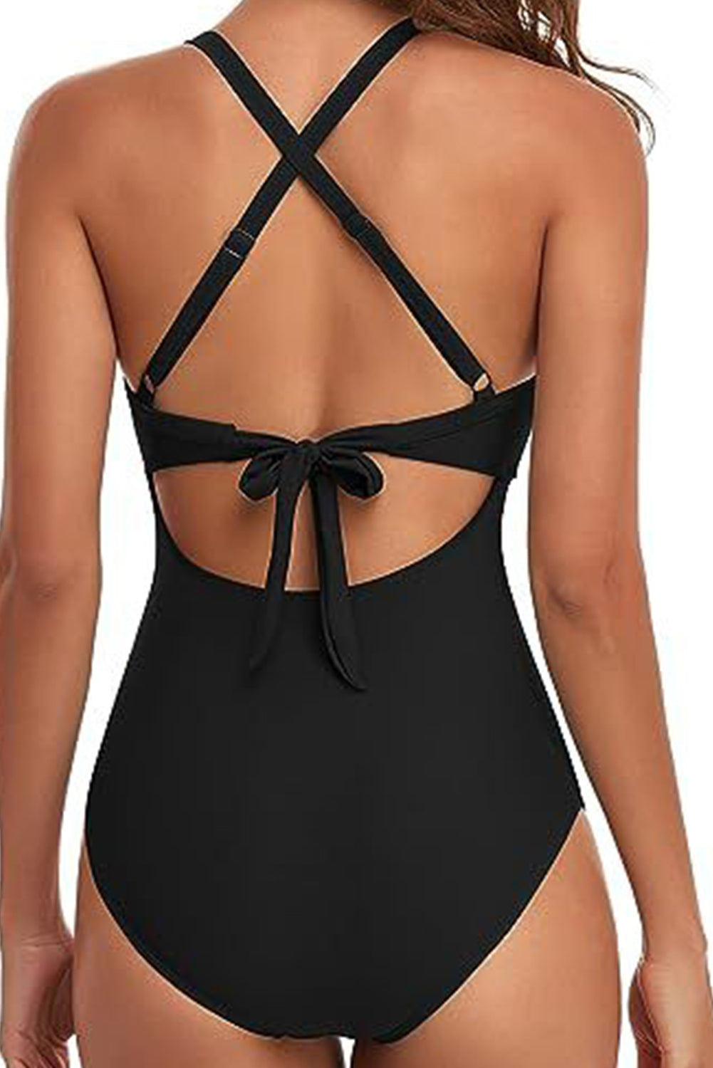 Pink 2-tone Crossed Cutout Backless Monokini