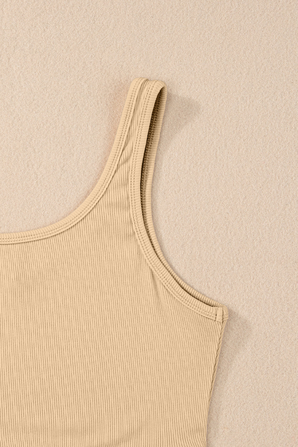 Solid color Ribbed Knit Sheath Sleeveless Crop Top