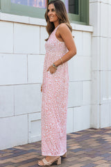 Leopard Print Pocketed Sleeveless Maxi Dress