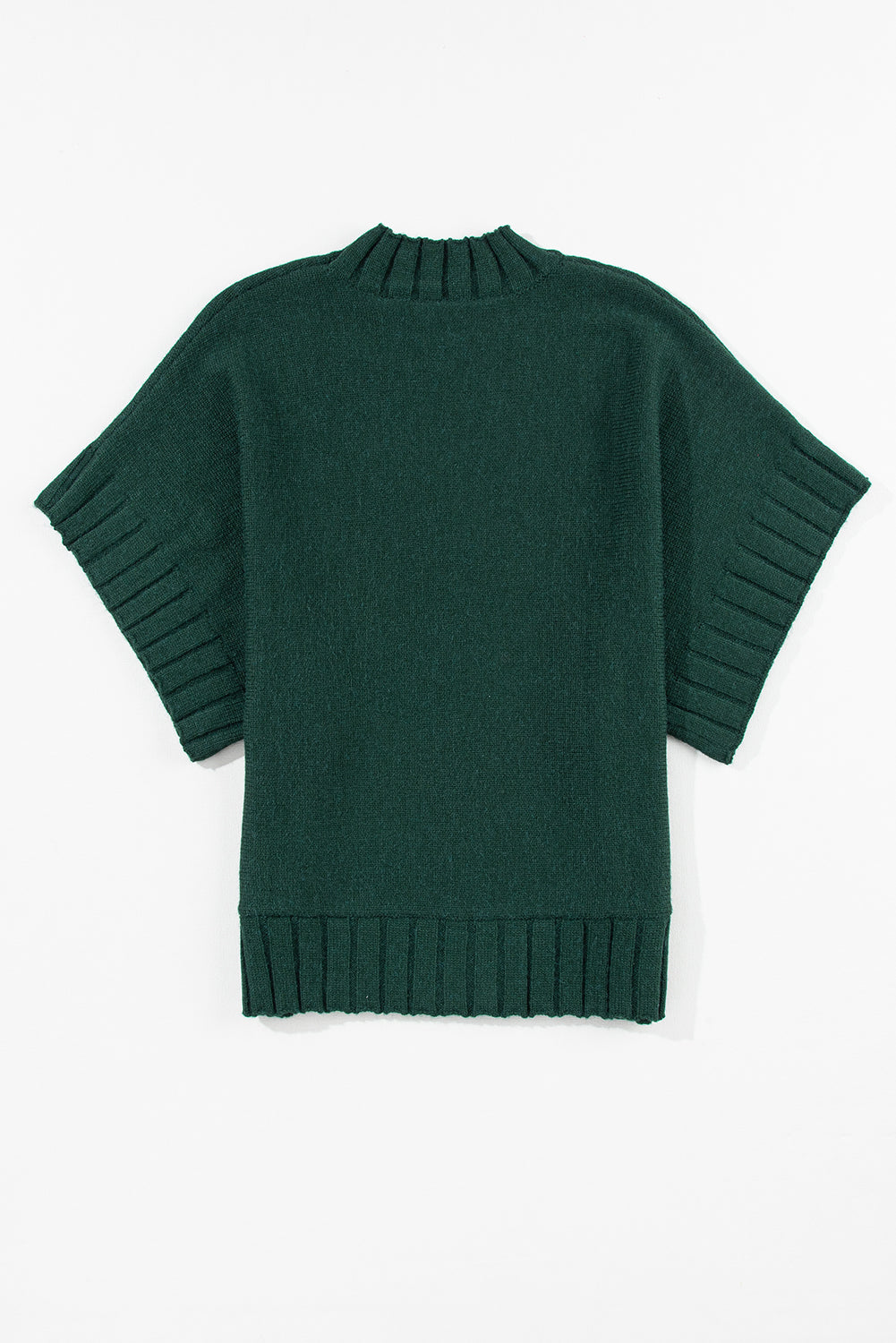 Mock Neck Batwing Short Sleeve Knit Sweater