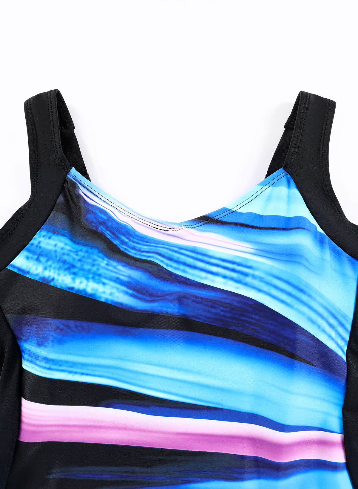 Colorful Striped Pattern Sleeveless One-piece Swimsuit