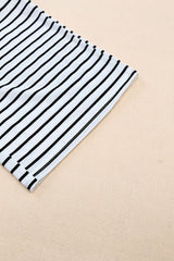 White Drawstring Striped Wide Leg Pants