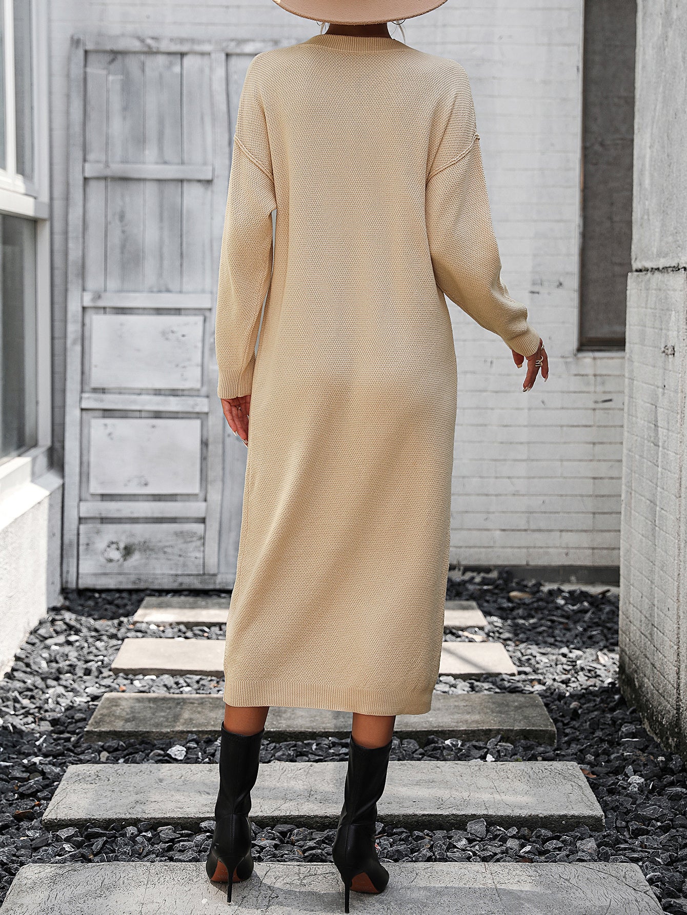 Women's Sweater Button Sweater Dress Fashionable Sweater Dress