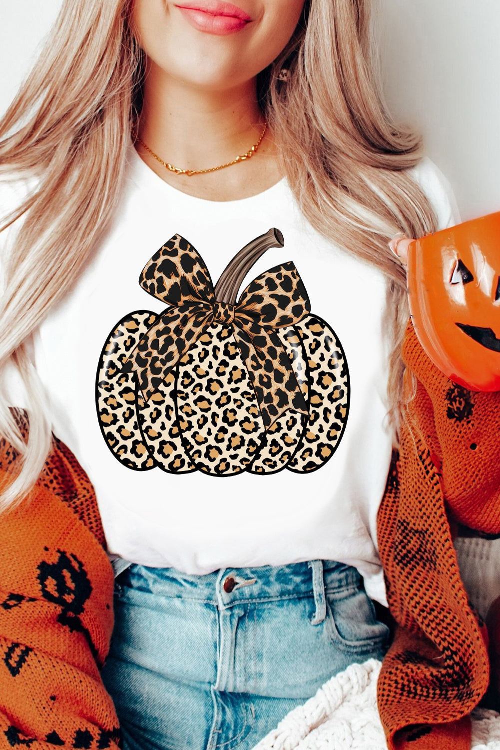 Halloween Casual Plain Crew Neck Pumpkin T-Shirt