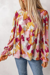 Multicolor Abstract Printed Long Sleeve Blouse