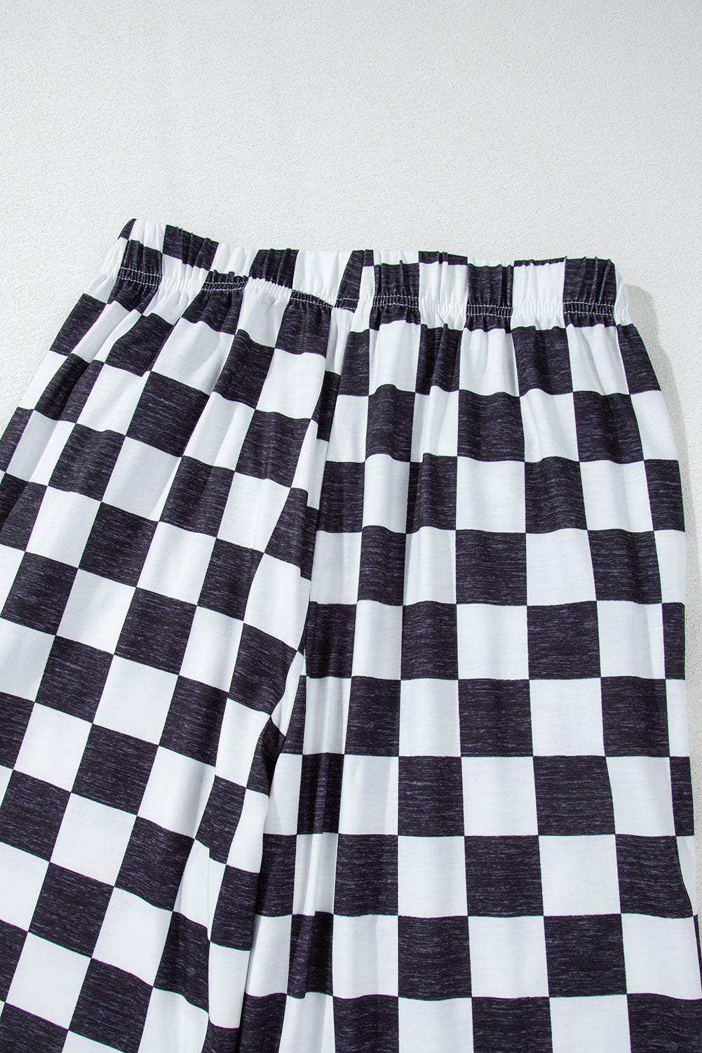 2-Tone Checked Print High Waist Wide Leg Pants