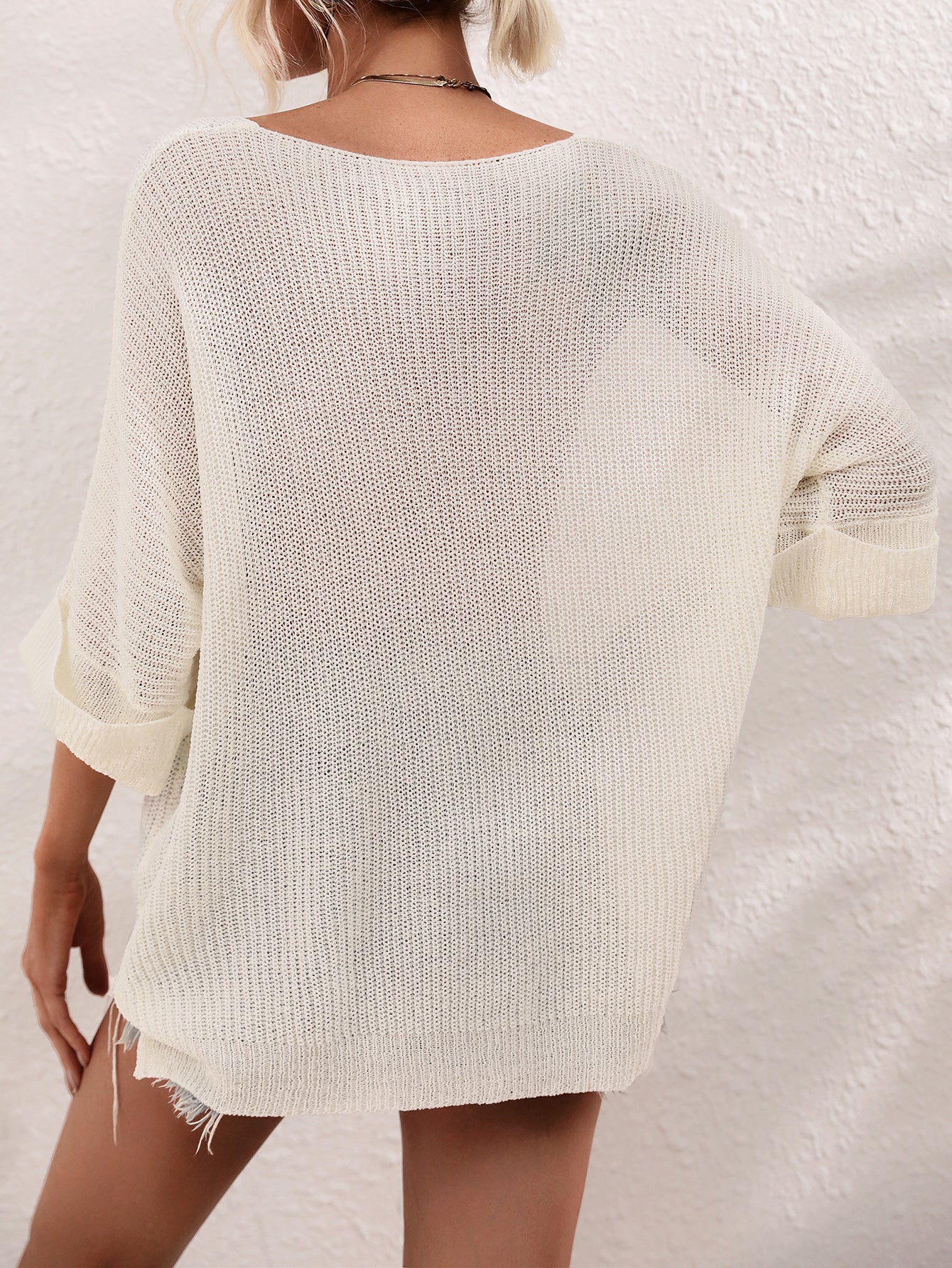 Oversized Crew Neck Solid Color Knit Pullover Sweater Tops