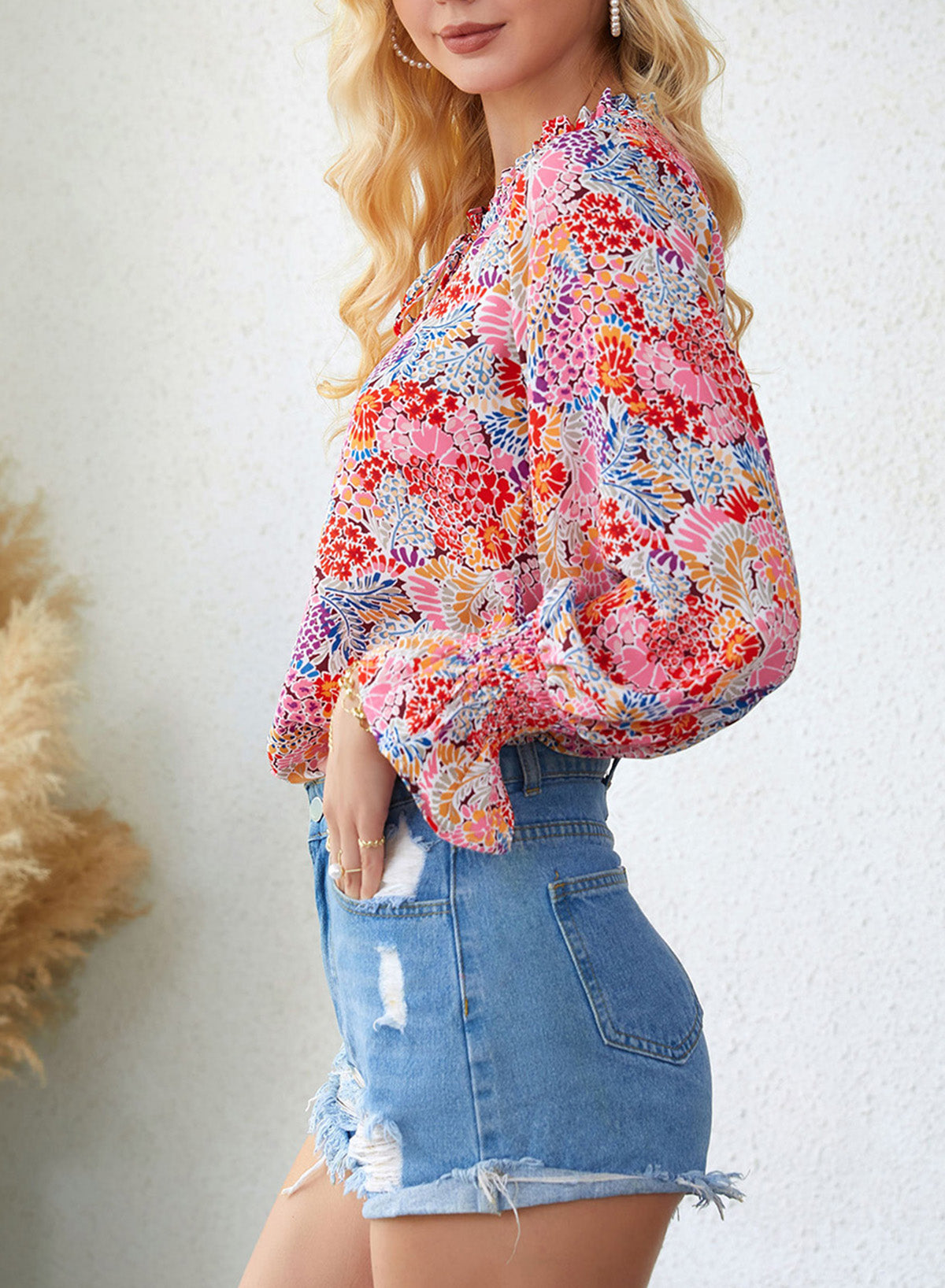 Multicolor Floral Smocked Blouse