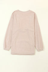 Apricot Ribbed Corded Oversized Sweatshirt