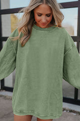 Apricot Ribbed Corded Oversized Sweatshirt