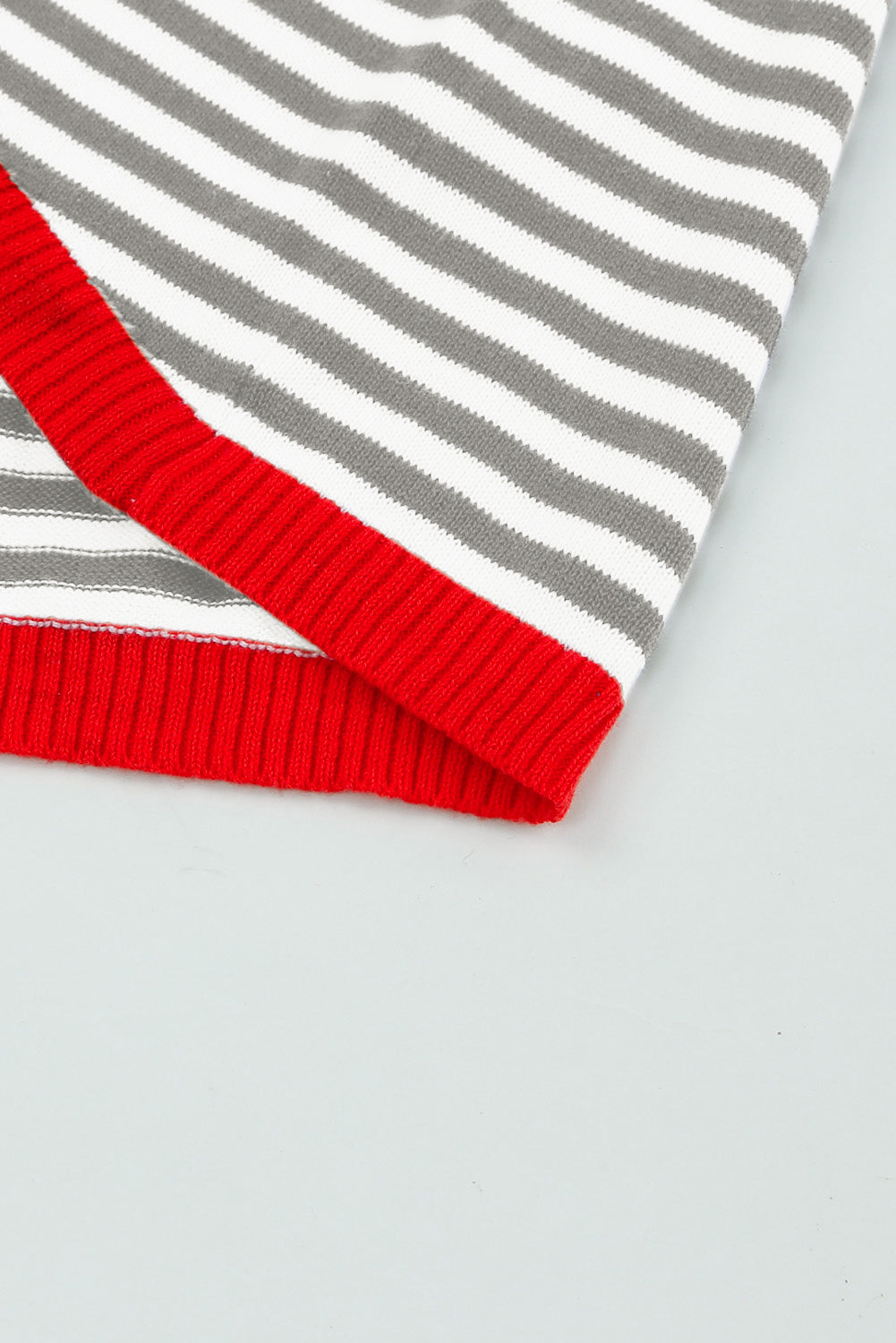 Contrast Trimmed Striped Drop Shoulder Sweater