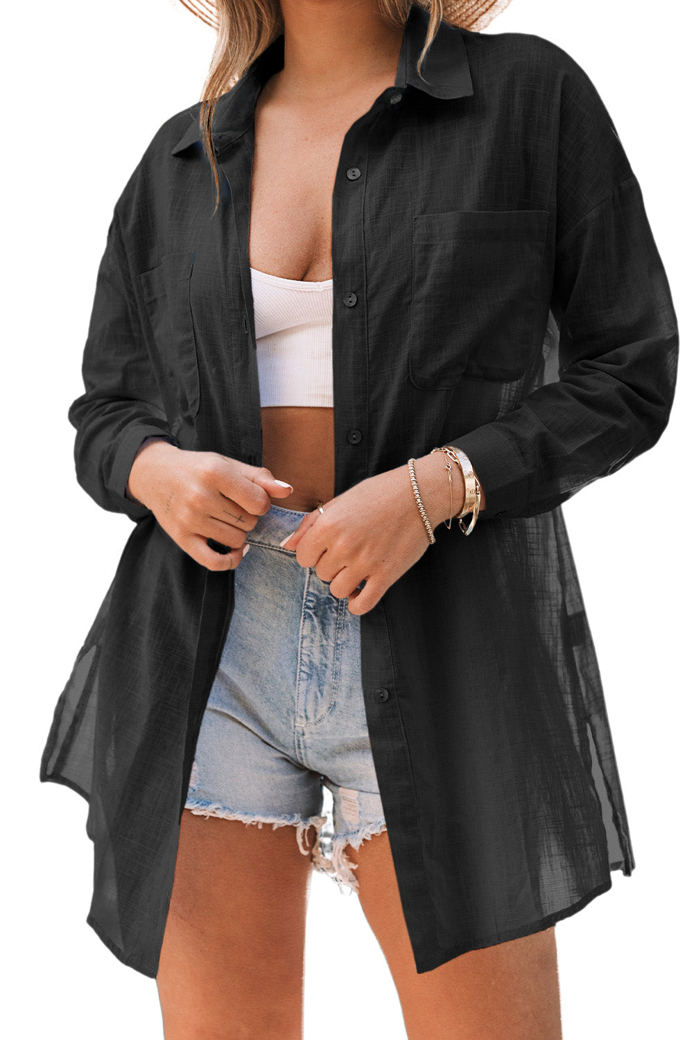 Lightweight Shirt Style Beach Cover Up