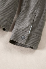 Gray Corduroy Sherpa Snap Button Flap Jacket