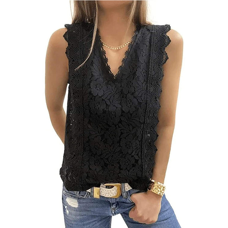 Lace Vest V-neck Sleeveless Top