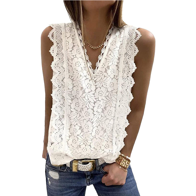 Lace Vest V-neck Sleeveless Top