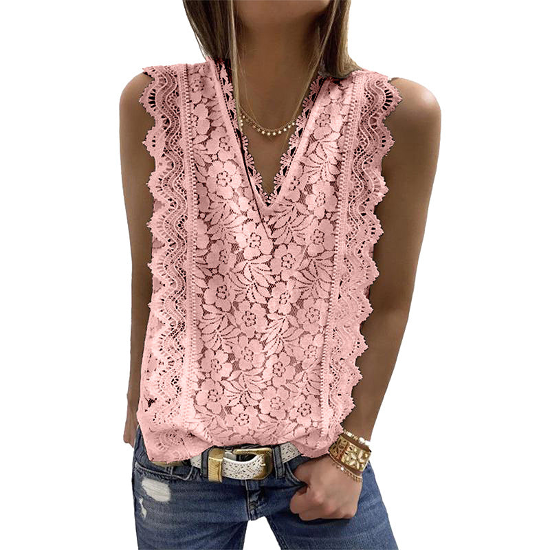 Lace Vest V-neck Sleeveless Top