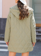 Split Long Sleeve Cotton-padded Jacket Warm Hooded Coat