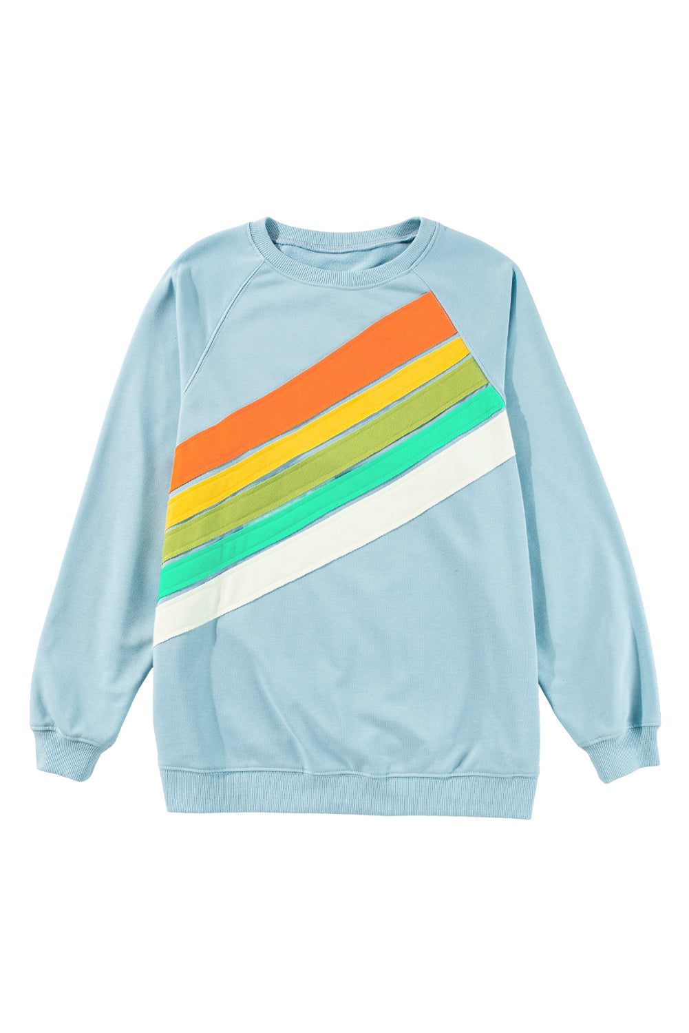 Rainbow Colorblock Striped Pullover Sweatshirt