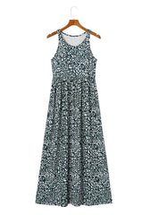 Leopard Print Pocketed Sleeveless Maxi Dress