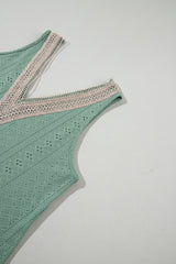 Multicolor Lace Crochet Splicing V Neck Loose Fit Tank Top