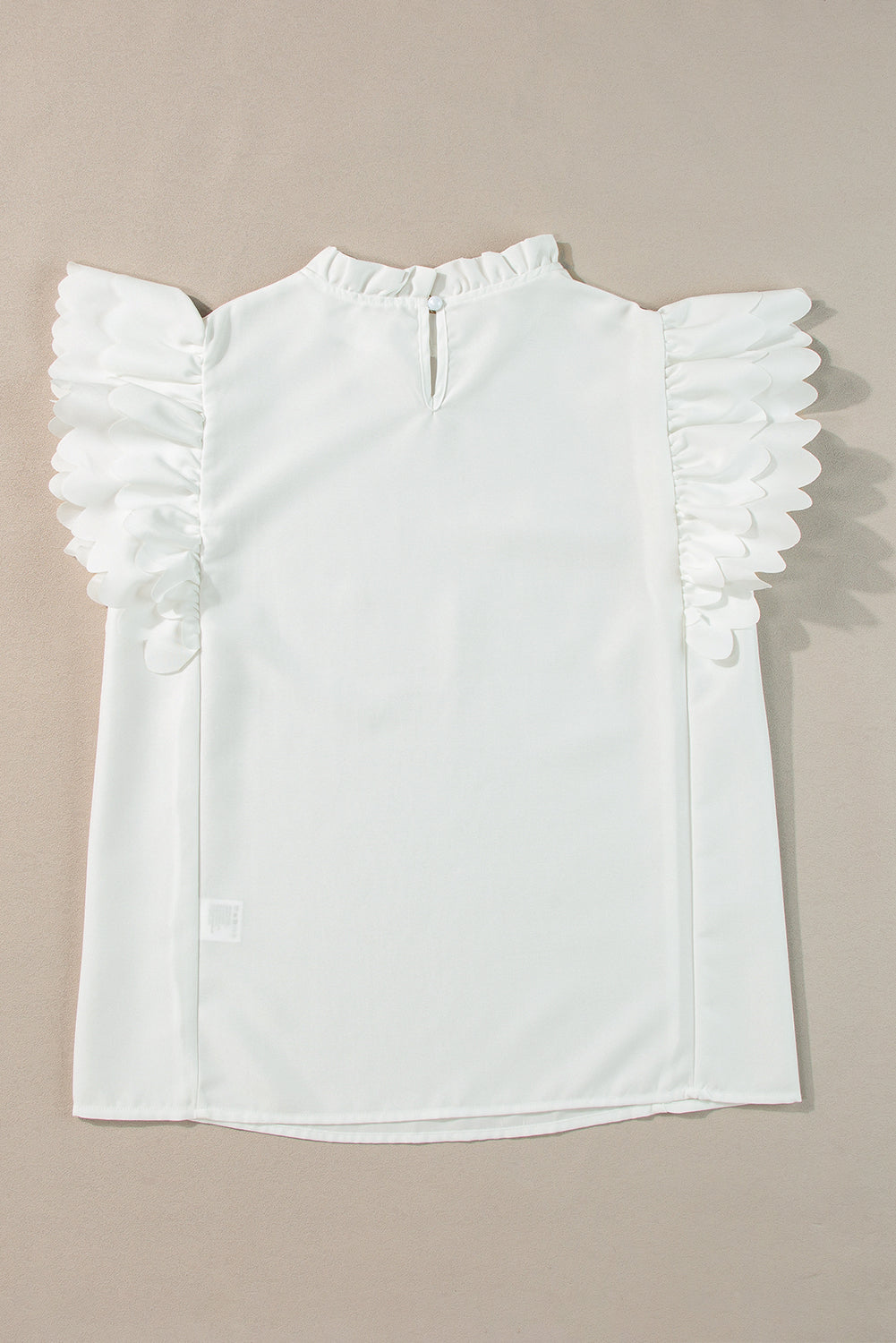 Women's Solid Color Scalloped Ruffle Sleeve Top