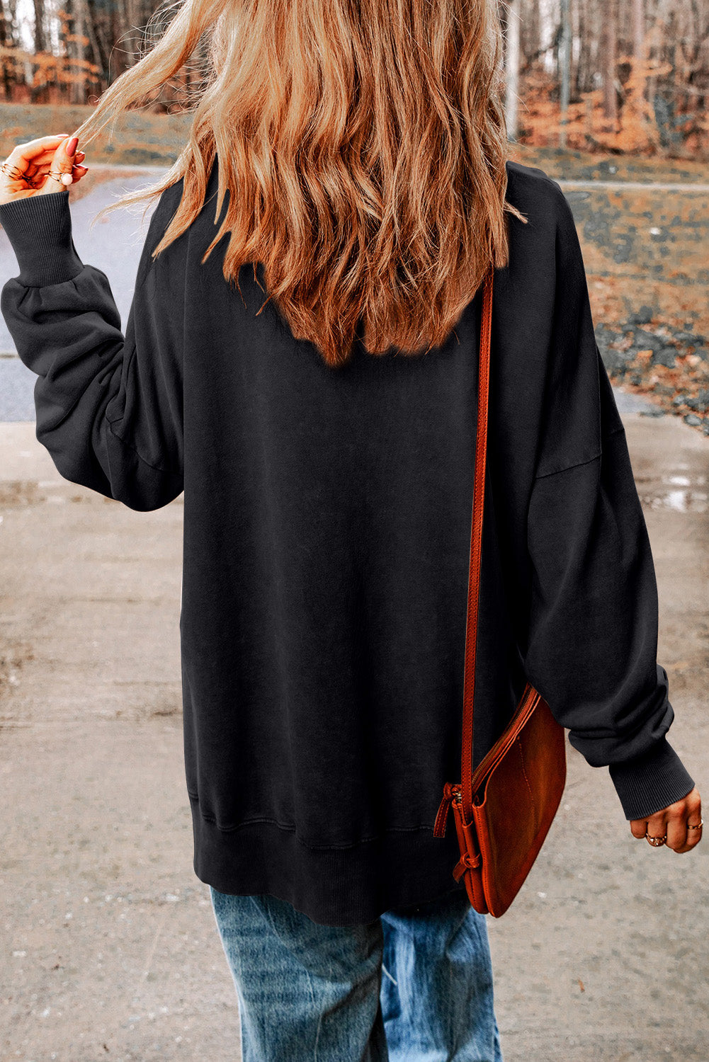 Customizable Drop Shoulder Ribbed Trim Oversized Sweatshirt