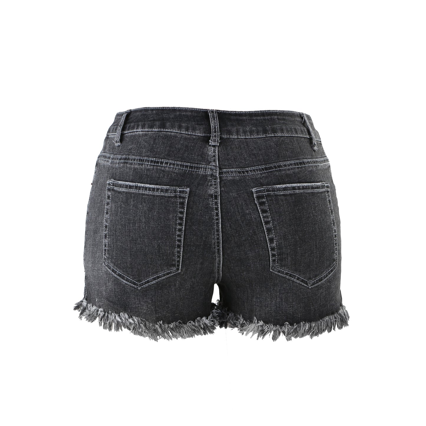 Luvamia Women's High-Rise Denim Raw Hem Ripped Shorts