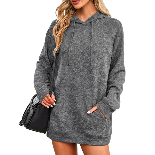 Gray Mineral Wash Kangaroo Pocket Drawstring Pullover Hoodie