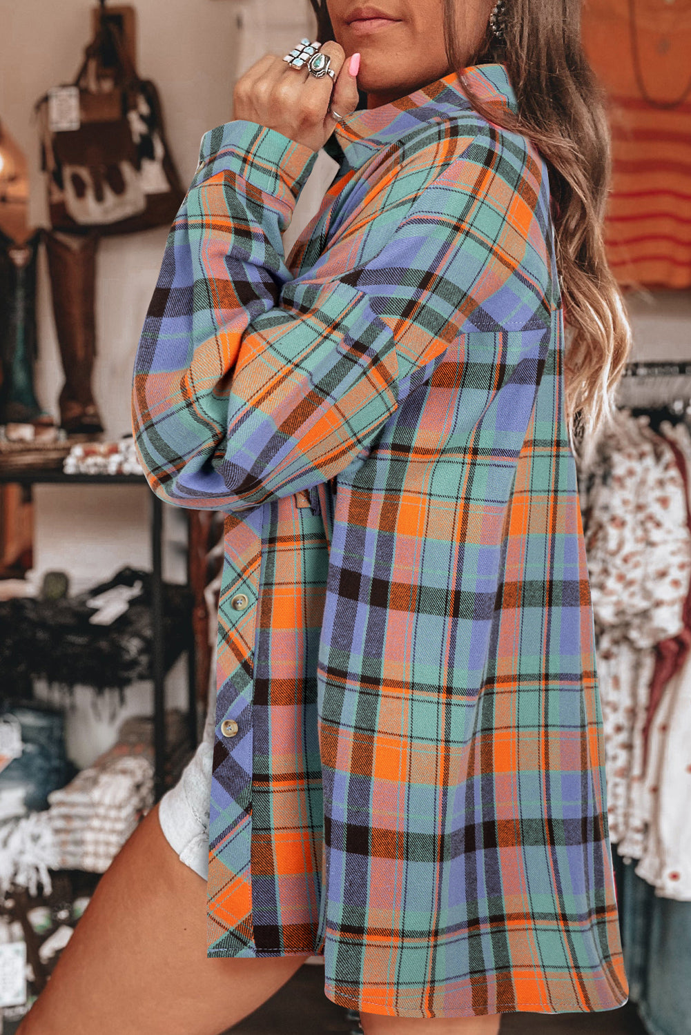 Women's Plaid Print Loose Vintage Shirt