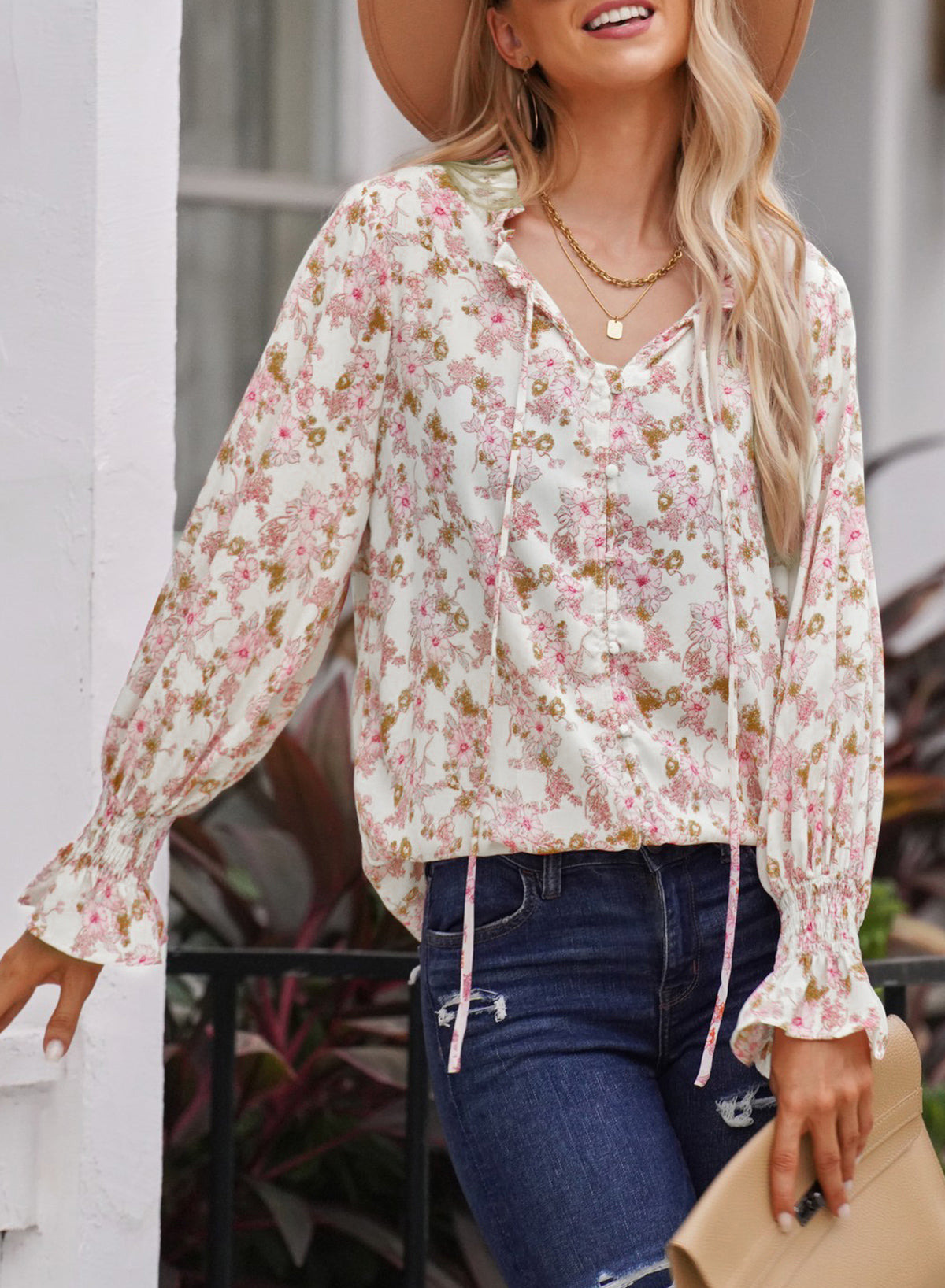 Multicolor Floral Smocked Blouse