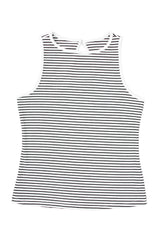 Striped Print Ribbed Knit Sleeveless Top