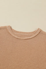 Waffle Knit High Slits Oversized Top