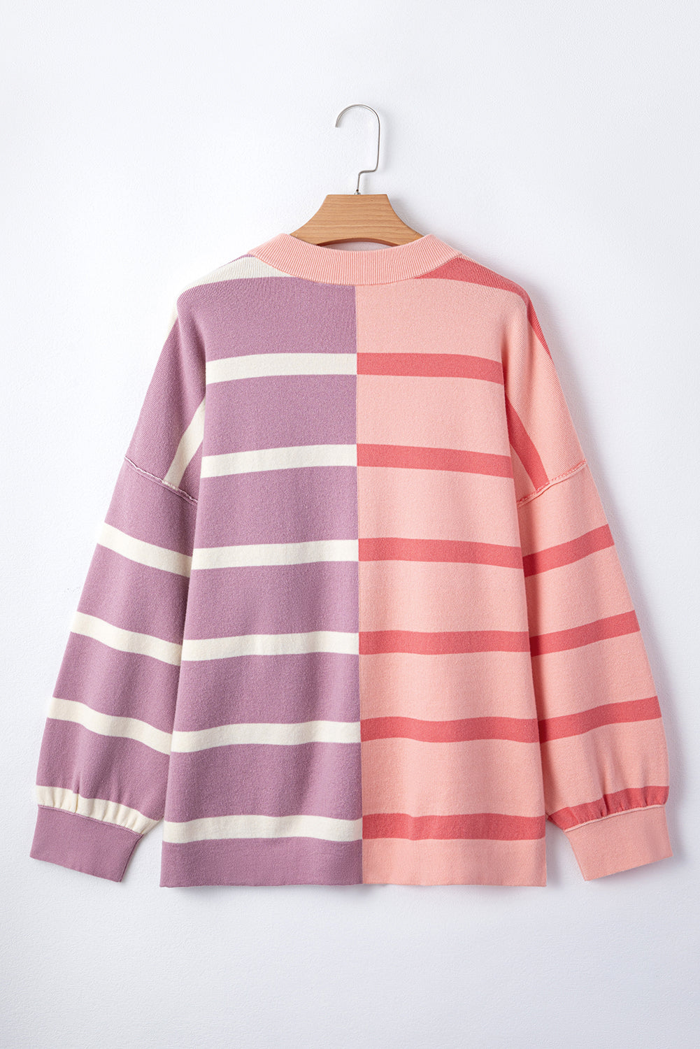 Light French Beige Colorblock Oversized Sweater