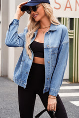 Washed Oversize Pocketed Denim Jacket