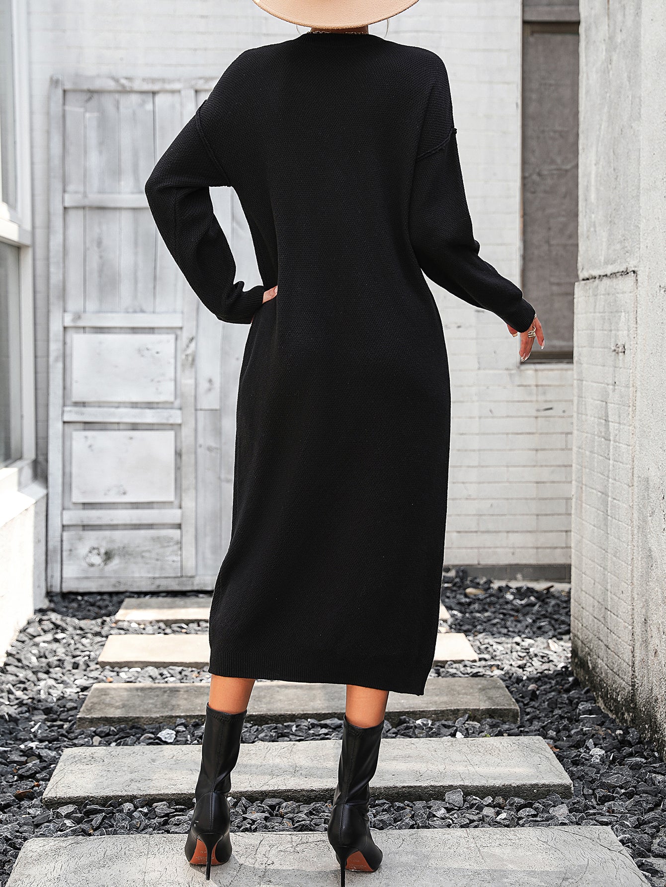 Women's Sweater Button Sweater Dress Fashionable Sweater Dress