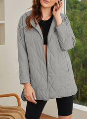 Split Long Sleeve Cotton-padded Jacket Warm Hooded Coat