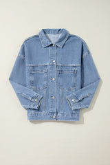 Washed Oversize Pocketed Denim Jacket