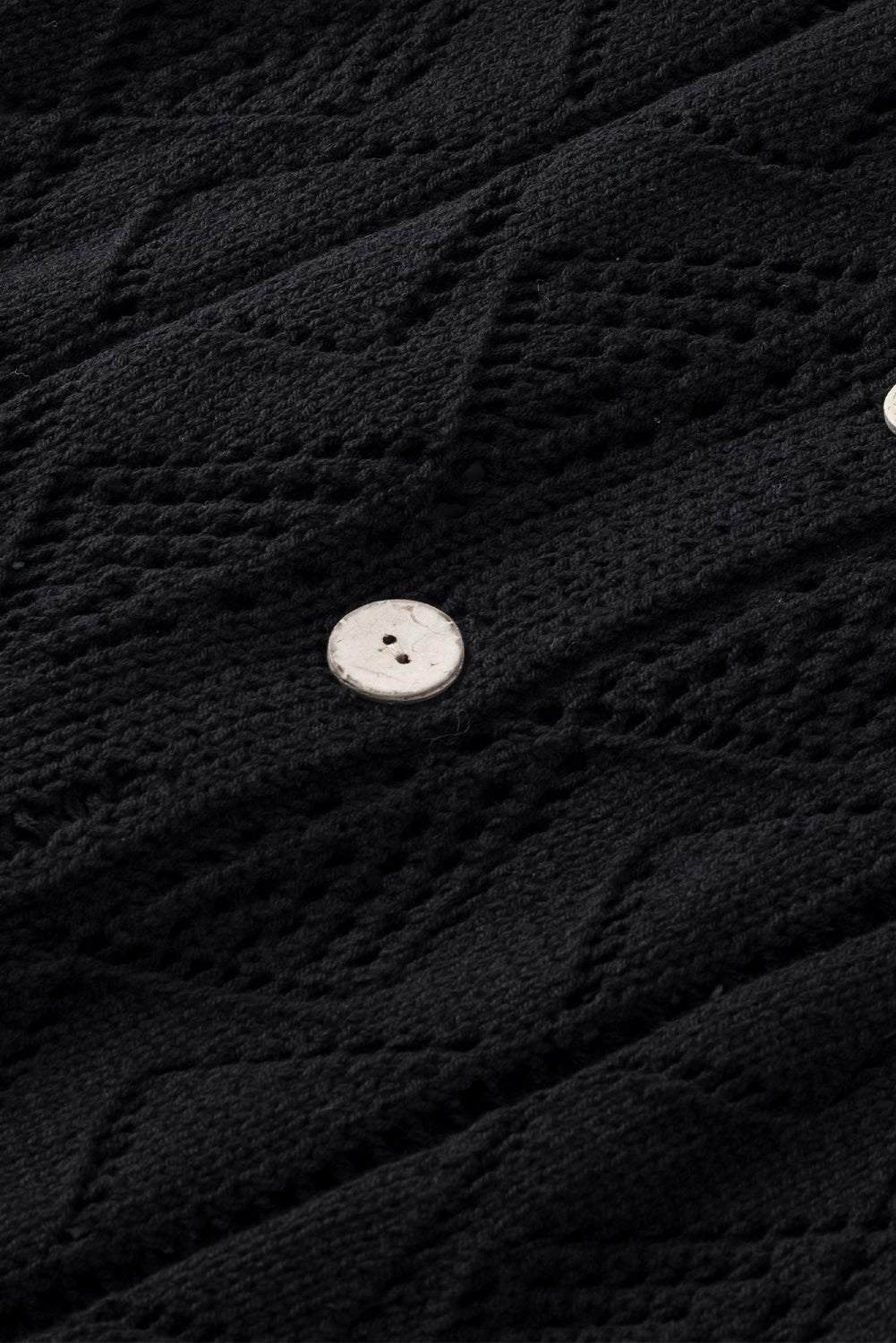 Black Hollow-out Openwork Knit Cardigan