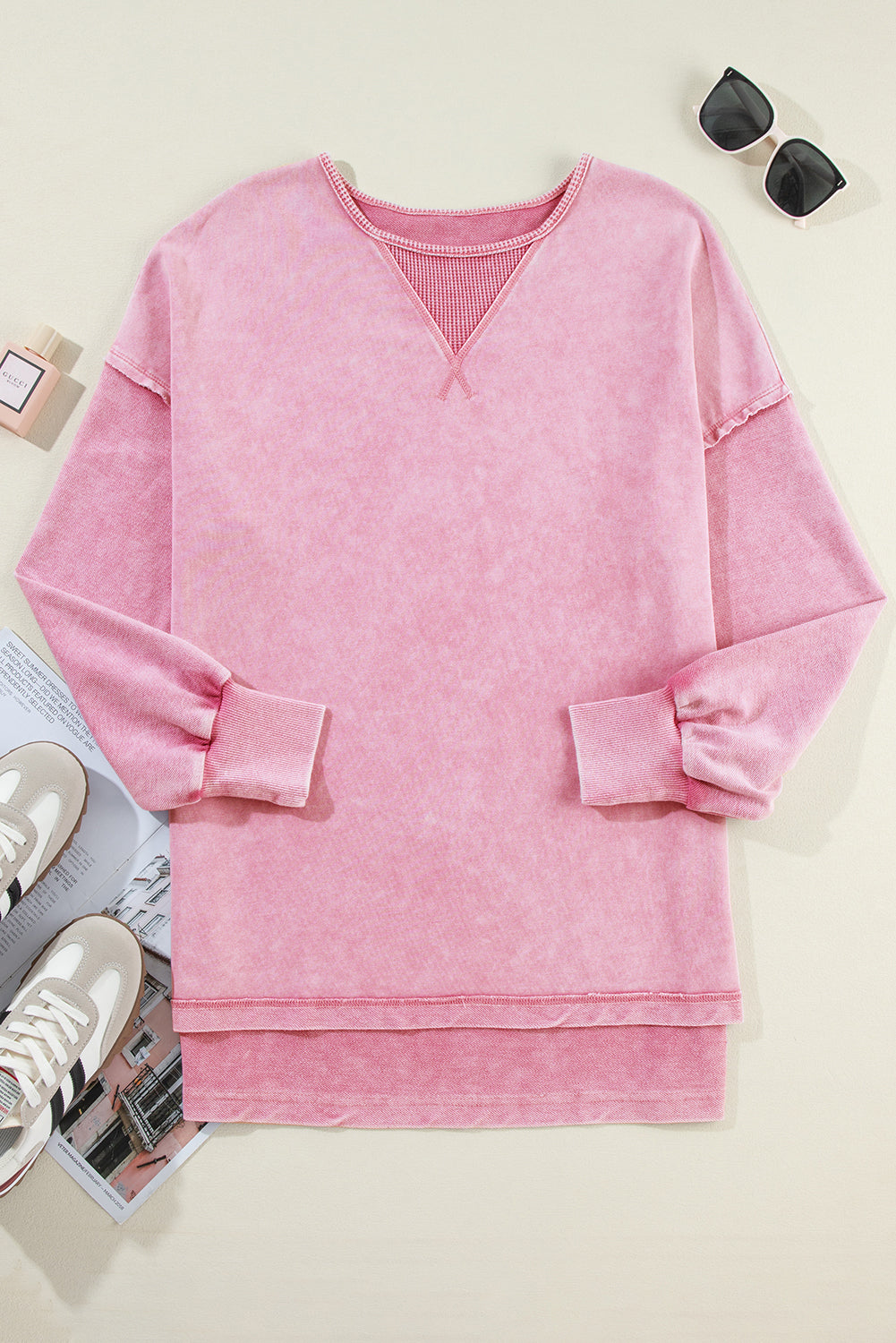 Petal Mineral Wash Drop Shoulder Pullover Sweatshirt