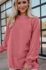 Apricot Ribbed Corded Oversized Sweatshirt