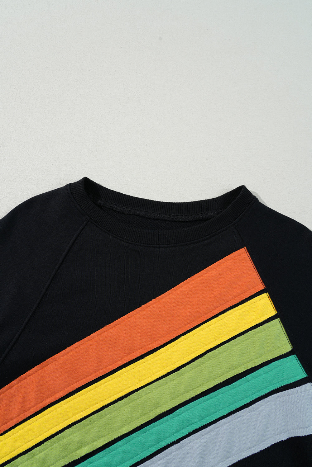 Rainbow Colorblock Striped Pullover Sweatshirt