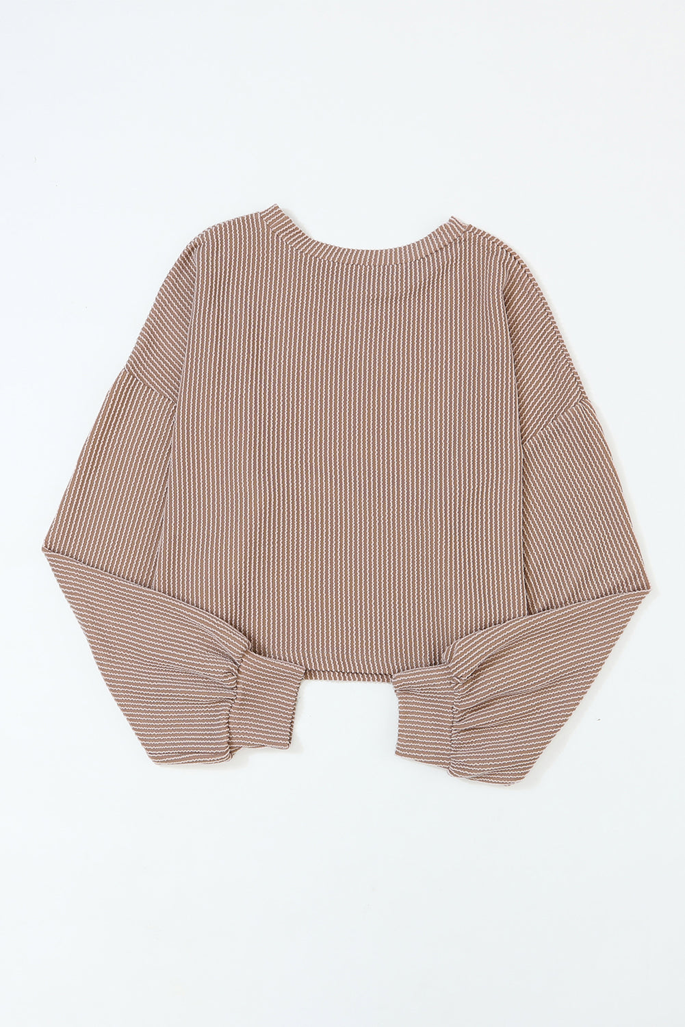 Cording Drop Shoulder Puff Sleeve Casual Long Sleeve Top