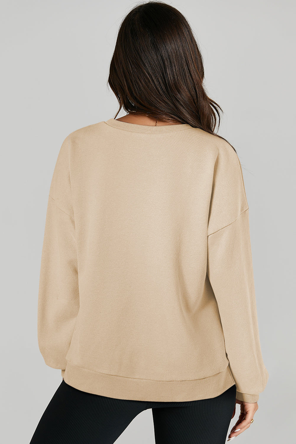 Solid O Neck High Low Hem Pullover Sweatshirt