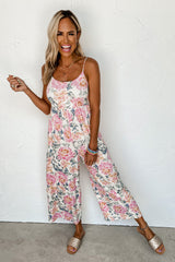 Women's Floral Spaghetti Straps Wide Leg Jumpsuit