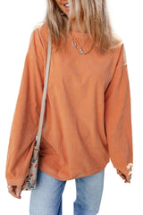 Apricot Ribbed Corded Oversized Sweatshirt