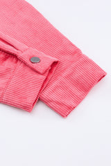 Pink Buttoned Flap Pocket Corduroy Jacket